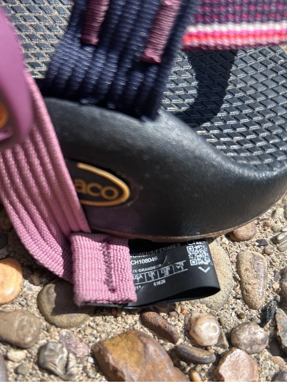 Chaco Size 7 Sandal Z/1 | Navy Pink Purple Orange Yellow | Errorweave Classic - Picture 6 of 9